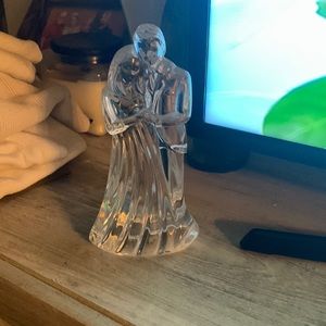 Waterford Crystal Bride and Groom cake topper, crystal glasses
